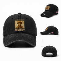 Native American Cowboy Washed Cotton Baseball Cap Vintage Western Country Portrait