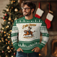 I Will Succeed Because I Am Insane Funny Cowgirl Riding Tiger Ugly Christmas Sweater