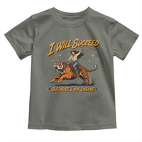 I Will Succeed Because I Am Insane Funny Cowgirl Riding Tiger Toddler T Shirt