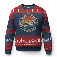 Grandpa The Man The Myth The Bad Influence Ugly Christmas Sweater Retro Forest Father's Day