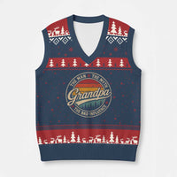 Grandpa The Man The Myth The Bad Influence V-Neck Knit Sweater Vest Retro Forest Father's Day