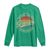 Grandpa The Man The Myth The Bad Influence Long Sleeve Shirt Retro Forest Father's Day