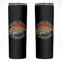 Grandpa The Man The Myth The Bad Influence Skinny Tumbler Retro Forest Father's Day