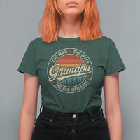 Grandpa The Man The Myth The Bad Influence T Shirt For Women Retro Forest Father's Day