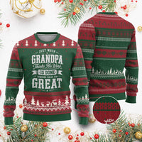 Funny Grandpa Ugly Christmas Sweater Just When Grandpa Thinks His Work Is Done Someone Calls Him Great