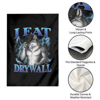 I Eat Drywall Funny Alpha Wolf Garden Flag Stupid Brainrot Meme Edging Werewolf Boootleg Graphic