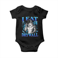 I Eat Drywall Funny Alpha Wolf Baby Onesie Stupid Brainrot Meme Edging Werewolf Boootleg Graphic