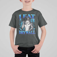 I Eat Drywall Funny Alpha Wolf T Shirt For Kid Stupid Brainrot Meme Edging Werewolf Boootleg Graphic