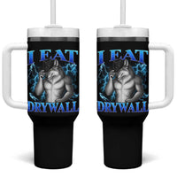 I Eat Drywall Funny Alpha Wolf Tumbler With Handle Stupid Brainrot Meme Edging Werewolf Boootleg Graphic
