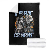 I Eat Cement Funny Alpha Wolf Meme Throw Blanket Stupid Brainrot Meme Edging Werewolf Boootleg Graphic