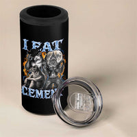 I Eat Cement Funny Alpha Wolf Meme 4 in 1 Can Cooler Tumbler Stupid Brainrot Meme Edging Werewolf Boootleg Graphic