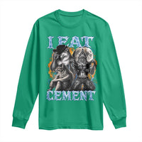 I Eat Cement Funny Alpha Wolf Meme Long Sleeve Shirt Stupid Brainrot Meme Edging Werewolf Boootleg Graphic