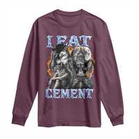 I Eat Cement Funny Alpha Wolf Meme Long Sleeve Shirt Stupid Brainrot Meme Edging Werewolf Boootleg Graphic