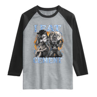 I Eat Cement Funny Alpha Wolf Meme Raglan Shirt Stupid Brainrot Meme Edging Werewolf Boootleg Graphic