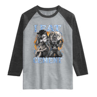 I Eat Cement Funny Alpha Wolf Meme Raglan Shirt Stupid Brainrot Meme Edging Werewolf Boootleg Graphic