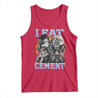 I Eat Cement Funny Alpha Wolf Meme Tank Top Stupid Brainrot Meme Edging Werewolf Boootleg Graphic