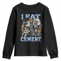 I Eat Cement Funny Alpha Wolf Meme Youth Sweatshirt Stupid Brainrot Meme Edging Werewolf Boootleg Graphic