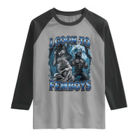 I Goon to Femboys Funny Edging Alpha Wolf Raglan Shirt Stupid Brainrot Meme