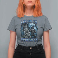 I Goon to Femboys Funny Edging Alpha Wolf T Shirt For Women Stupid Brainrot Meme