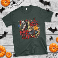 Funny Halloween T Shirt I Love Bad Guys Scary Murderer Horror Skeleton Pumpkin Heart Rose - Wonder Print Shop