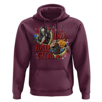 Funny Halloween Hoodie I Love Bad Guys Scary Murderer Horror Skeleton Pumpkin Heart Rose - Wonder Print Shop
