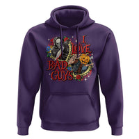 Funny Halloween Hoodie I Love Bad Guys Scary Murderer Horror Skeleton Pumpkin Heart Rose - Wonder Print Shop
