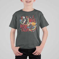 Funny Halloween T Shirt For Kid I Love Bad Guys Scary Murderer Horror Skeleton Pumpkin Heart Rose - Wonder Print Shop