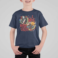 Funny Halloween T Shirt For Kid I Love Bad Guys Scary Murderer Horror Skeleton Pumpkin Heart Rose - Wonder Print Shop
