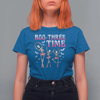 Funny Halloween Ballet T Shirt For Women Boo Three Time Bourree Skeleton Dancer Bat - Wonder Print Shop