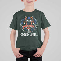 Yule God Jul T Shirt For Kid Folk Art Scandinavian Reindeers - Wonder Print Shop