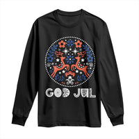 Yule God Jul Long Sleeve Shirt Folk Art Scandinavian Reindeers