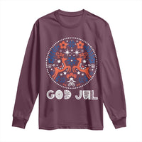 Yule God Jul Long Sleeve Shirt Folk Art Scandinavian Reindeers
