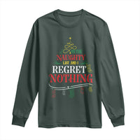 Funny Christmas Long Sleeve Shirt On The Naughty List And I Regret Nothing Xmas Tree