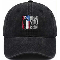 Thank You Veterans Washed Cotton Baseball Cap Veterans Day Proud Military American Flag
