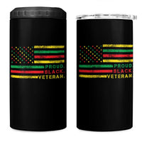 Proud Black Veteran 4 in 1 Can Cooler Tumbler Veterans Day Proud Military American Flag