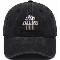 Patriotic Veterans Washed Cotton Baseball Cap U.S Army Veteran Defender Of Freedom