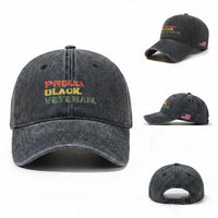 Proud Black Veteran Washed Cotton Baseball Cap Veterans Day Proud Military Camouflage