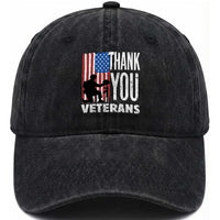 Thank You Veterans Washed Cotton Baseball Cap American Flag Veterans Day