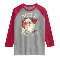 Christmas In Hawaii Raglan Shirt Mele Kalikimaka Retro Santa Shaka Aloha Xmas - Wonder Print Shop