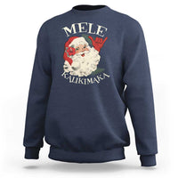 Christmas In Hawaii Sweatshirt Mele Kalikimaka Retro Santa Shaka Aloha Xmas - Wonder Print Shop