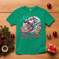 Xmas In Hawaii T Shirt Aloha Christmas Santa Surfing Hibiscus Flower - Wonder Print Shop