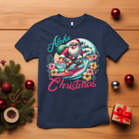 Xmas In Hawaii T Shirt Aloha Christmas Santa Surfing Hibiscus Flower - Wonder Print Shop