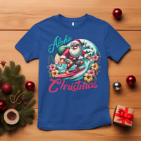 Xmas In Hawaii T Shirt Aloha Christmas Santa Surfing Hibiscus Flower - Wonder Print Shop