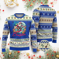 Xmas In Hawaii Ugly Christmas Sweater Aloha Christmas Santa Surfing Hibiscus Flower - Wonder Print Shop
