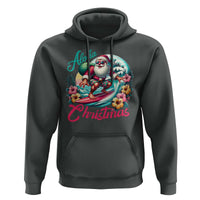 Xmas In Hawaii Hoodie Aloha Christmas Santa Surfing Hibiscus Flower