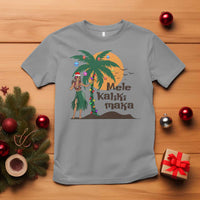 Christmas In Hawaii T Shirt Mele Kalikimaka Retro Hula Girls Santa Hat Xmas - Wonder Print Shop