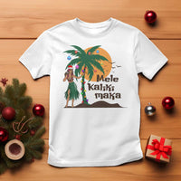 Christmas In Hawaii T Shirt Mele Kalikimaka Retro Hula Girls Santa Hat Xmas - Wonder Print Shop
