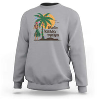 Christmas In Hawaii Sweatshirt Mele Kalikimaka Retro Hula Girls Santa Hat Xmas - Wonder Print Shop
