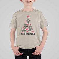 Christmas In Hawaii T Shirt For Kid Mele Kalikimaka Kakau Tattoo Turtle Christmas Tree - Wonder Print Shop