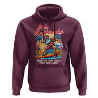 Christmas In Hawaii Hoodie Mele Kalikimaka From The Land Where Palm Trees Sway Surfing Santa
